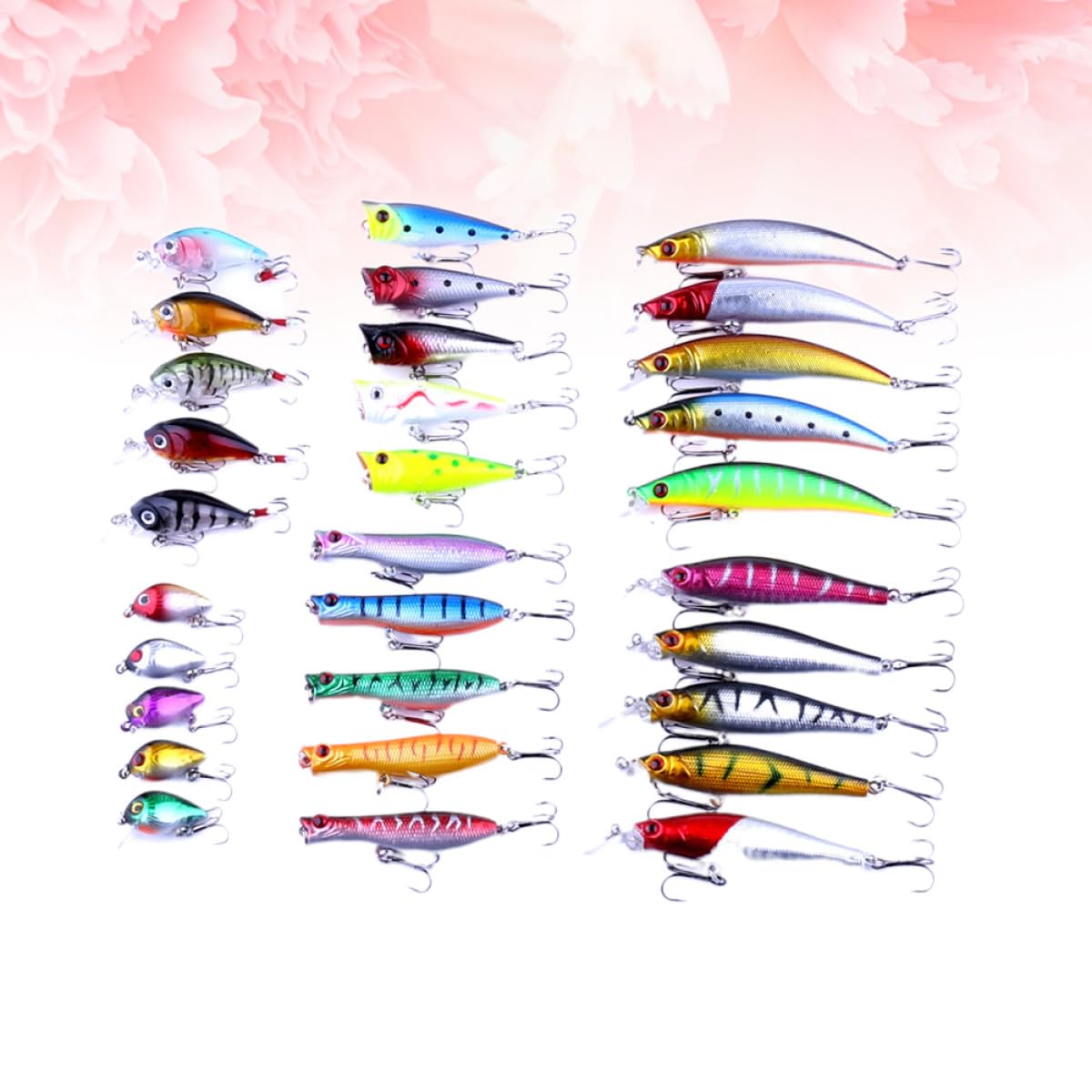Toyvian Kit de 30 Leurres de Pêche Résistants à Déchirure en Métal Forme Poisson Réflecteurs de Lumière 6 Spécifications pour Amateurs de Pêche en Eau Douce et Salée
