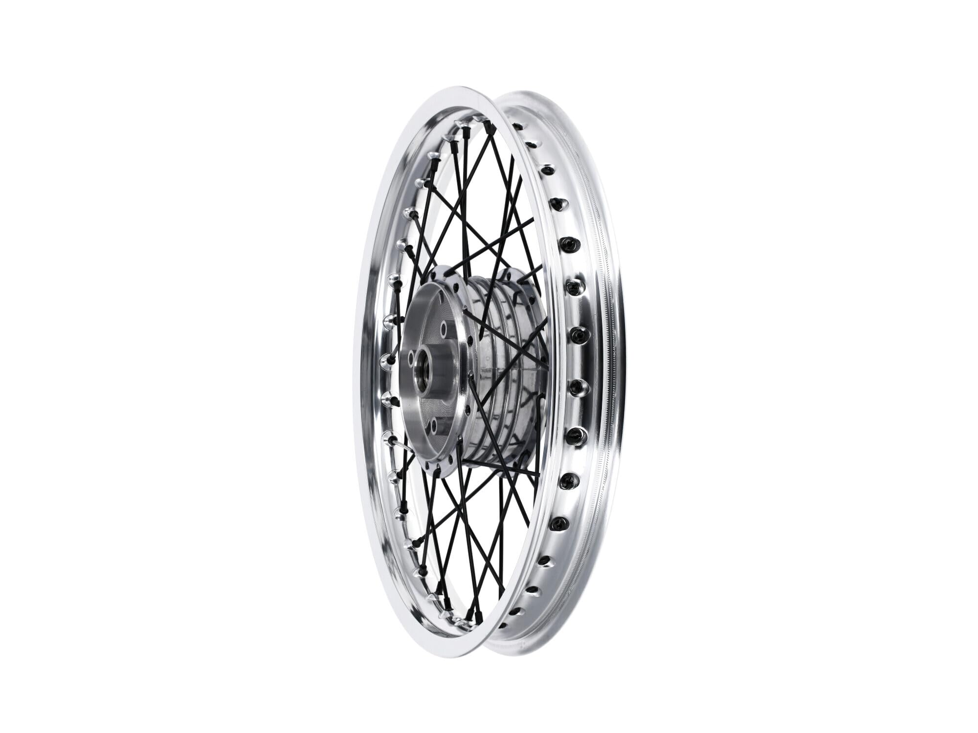 Zestaw: 2 x koło szprychowe 1,6 x 16" felga aluminiowa polerowana + szprychy w kolorze czarnym - do Simson S50, S51, KR51 Schwalbe, SR4