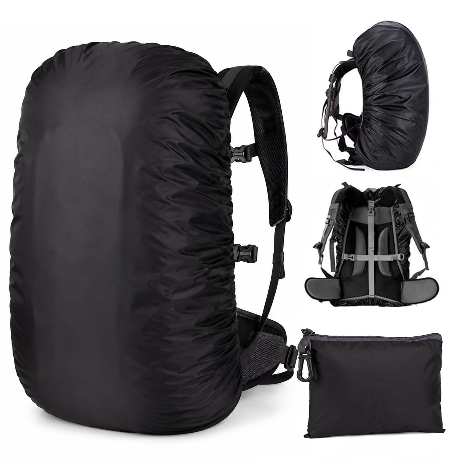 Waterproof Backpack Rain Cover (15-80L) Upgraded Triple Waterproofing with Adjustable Anti Slip Buckle Strap andWear-Resisting and Durable for