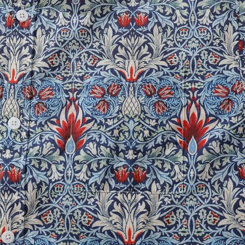 Men's Hawaiian Shirt 100 Cotton Snakehead Print Morris Designer Short-Sleeve Aloha Summer Beach Shirts with Pocket3