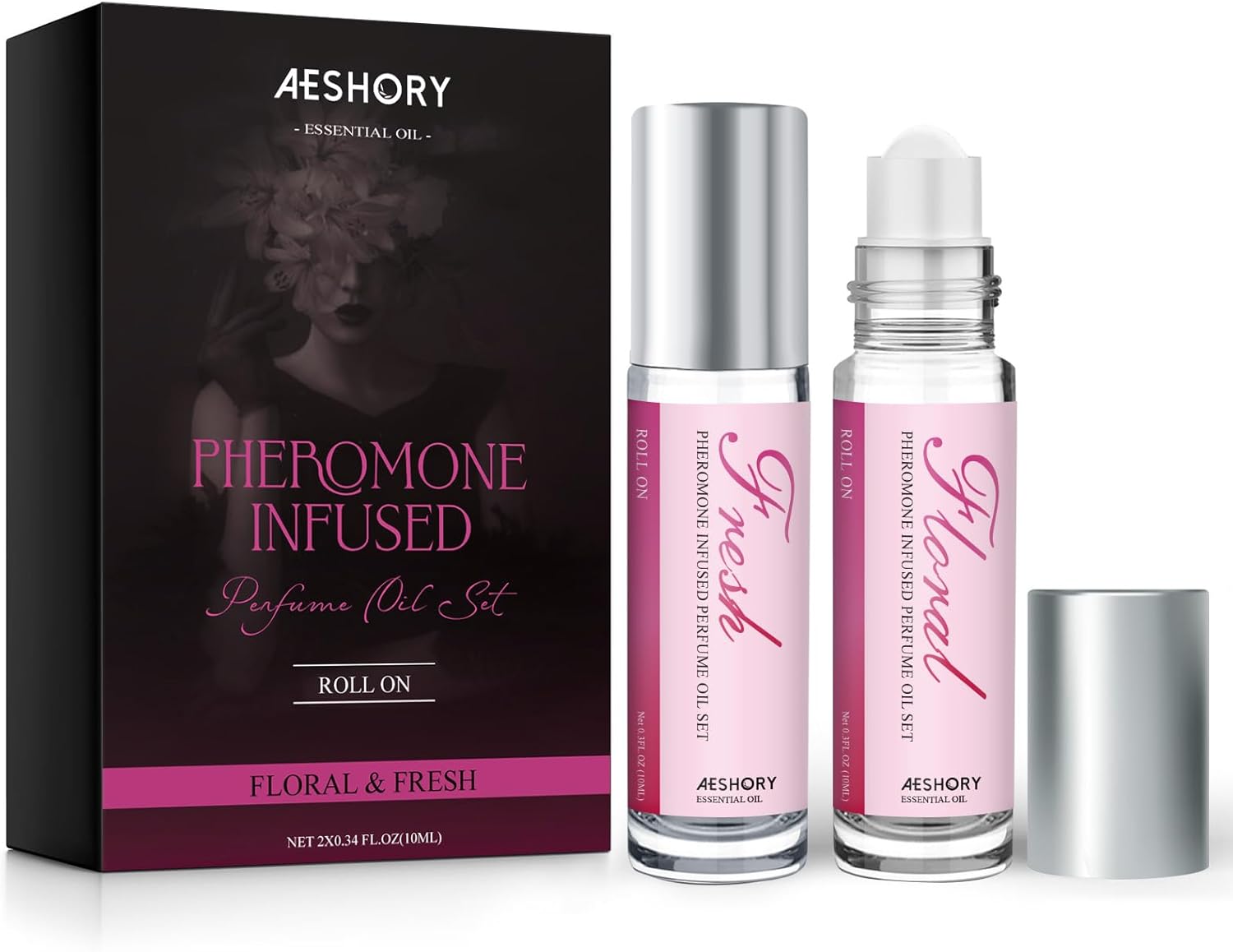 Feromoonparfum voor Vrouwen 2-delig, Roll-on Feromoonparfum voor Vrouwen, Bloemig & Fris, Feromoonparfum voor Vrouwen, Langdurige Feromoonparfum Etherische Olie Set – 2 X 10ML