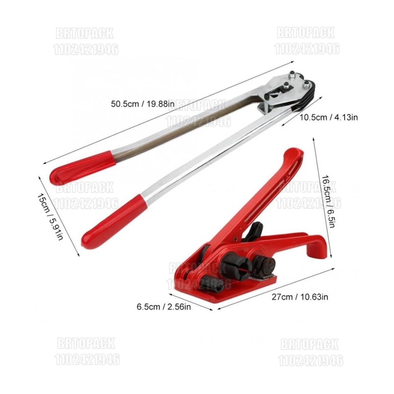 Flejadora manual for PP y PET, selladora, herramienta de engarzado, máquina embalaje envoltura (roja),De múltiples fines(19MM)