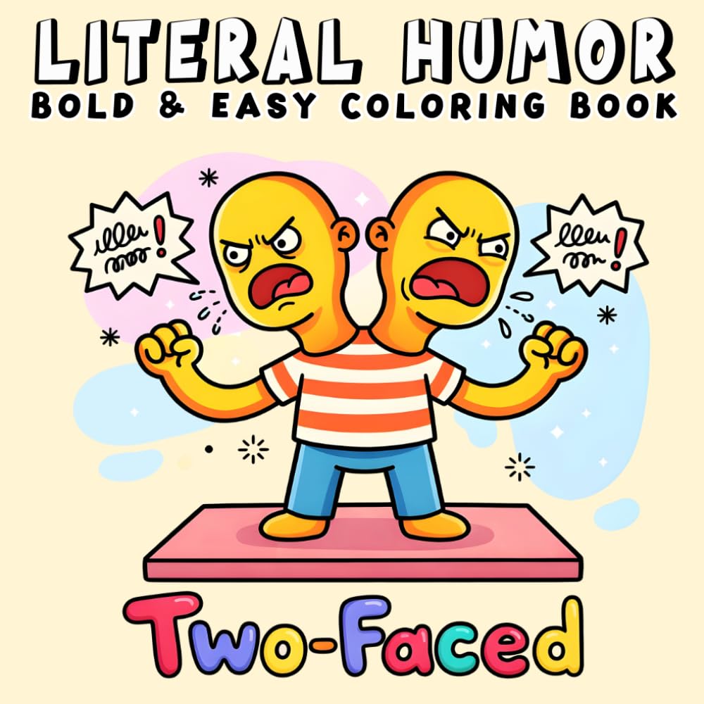 Literal Humor: Funny Coloring Book for Adults and Teens, Bold and Easy, Simple and Big Designs for Relaxation Featuring Silly Wordplay, Literal Meanings and Many More