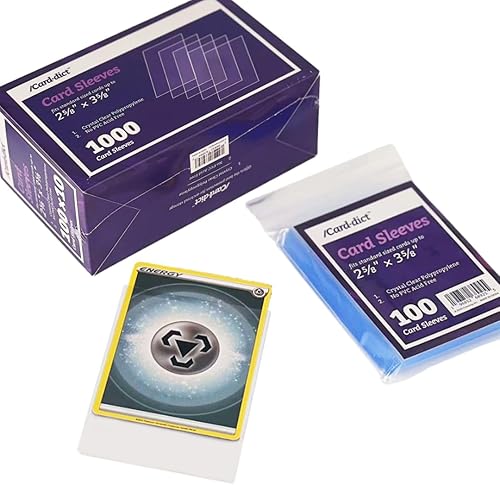 Fundas para tarjetas de 1000 unidades compatibles con tarjetas de Pokémon y tarjetas de tamaño estándar de hasta 2-58 pulgadas x 3-58 pulgadas,