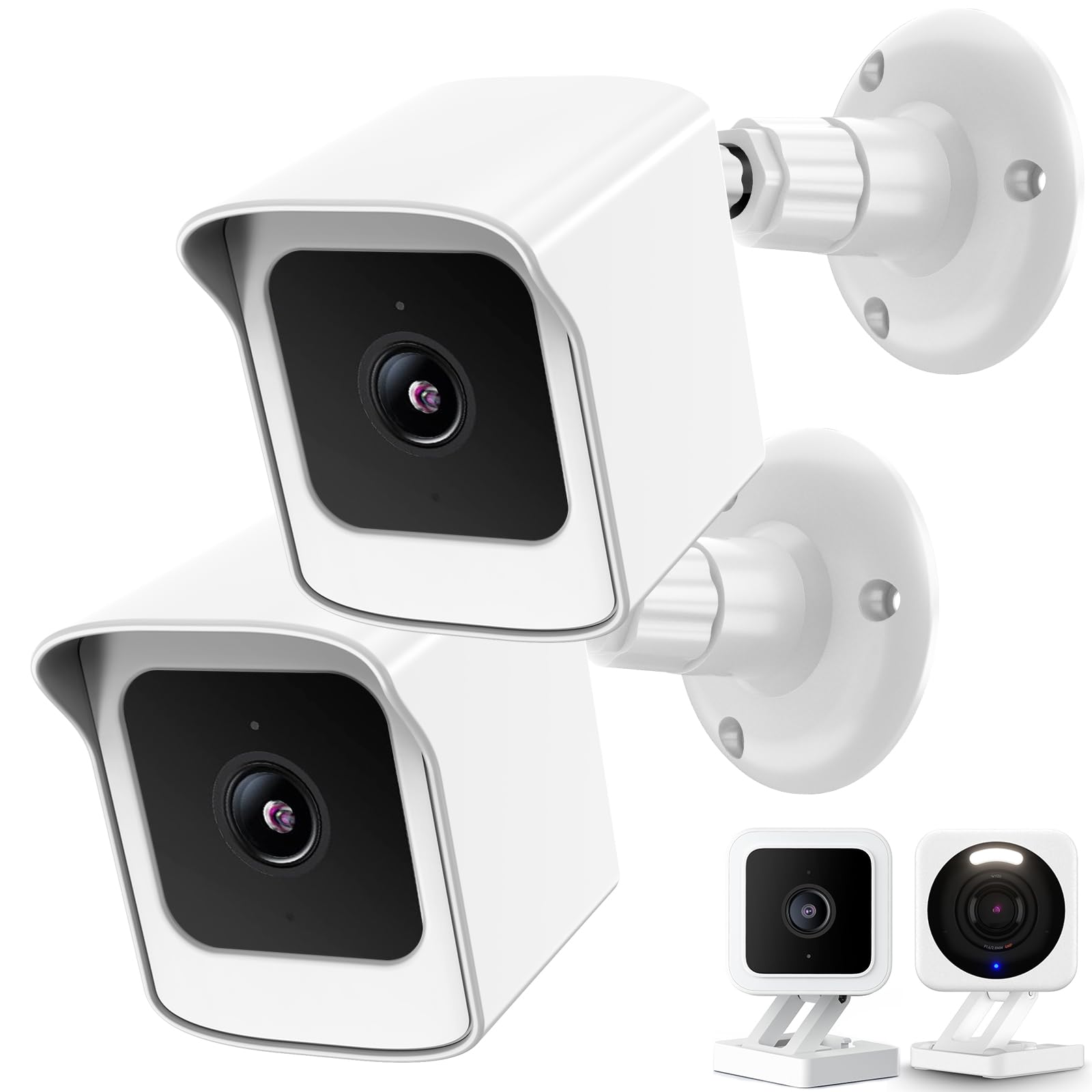 PEF Mount for All-New Wyze Cam V4 and V3, Weatherproof Protective Cover and 360 Degree Adjustable Wall Mount Solid Housing for Wyze V4 and V3 Outdoor Indoor Smart Home Camera System (White, 2 Pack)