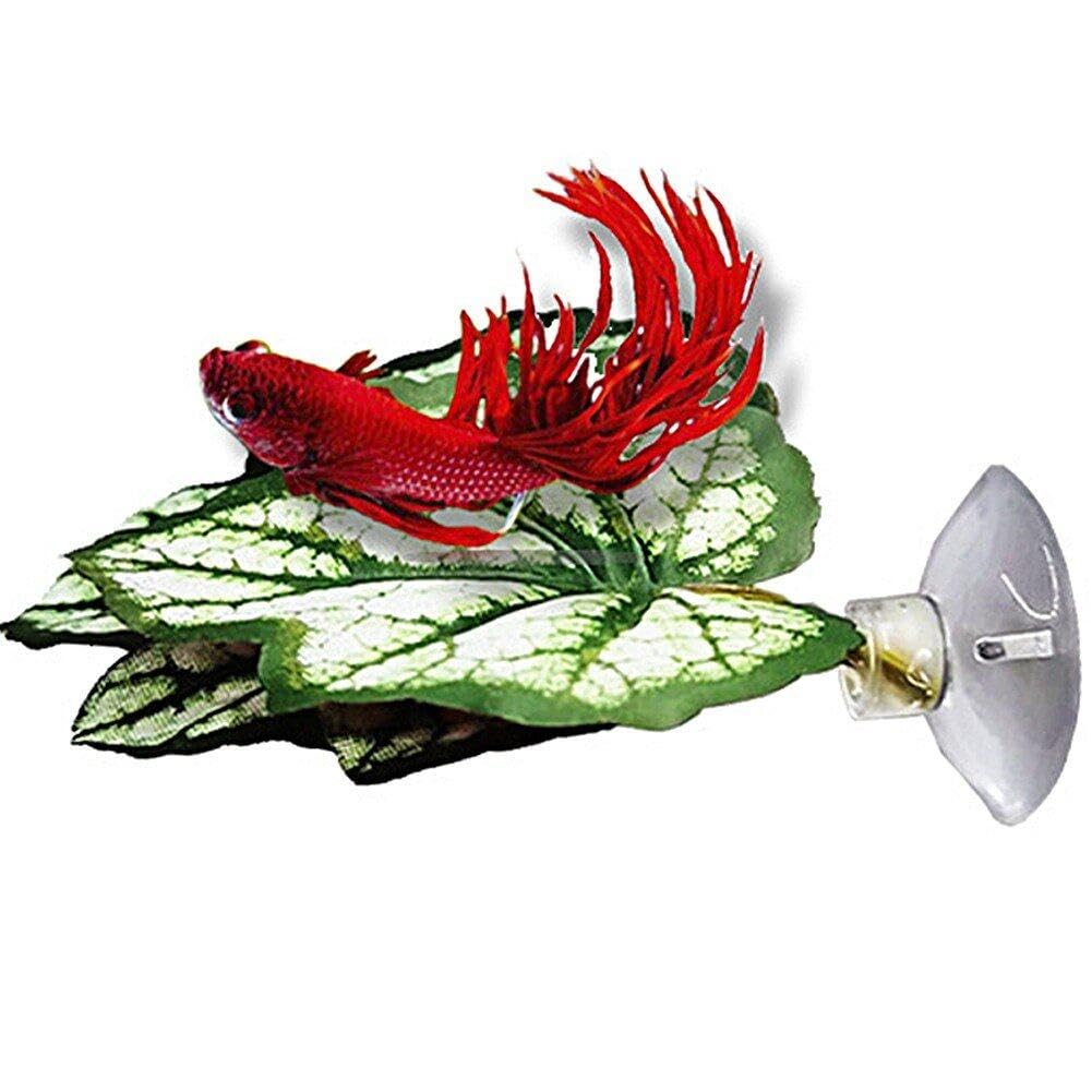 Wudaizhi Betta Fish Tank Leaf Artificial Aquarium Plants Fake Plants Leaf Hammock for Betta Fish Comfortable Resting Area Leaf Plastic Aquarium Plants Leaf with Suction Cup