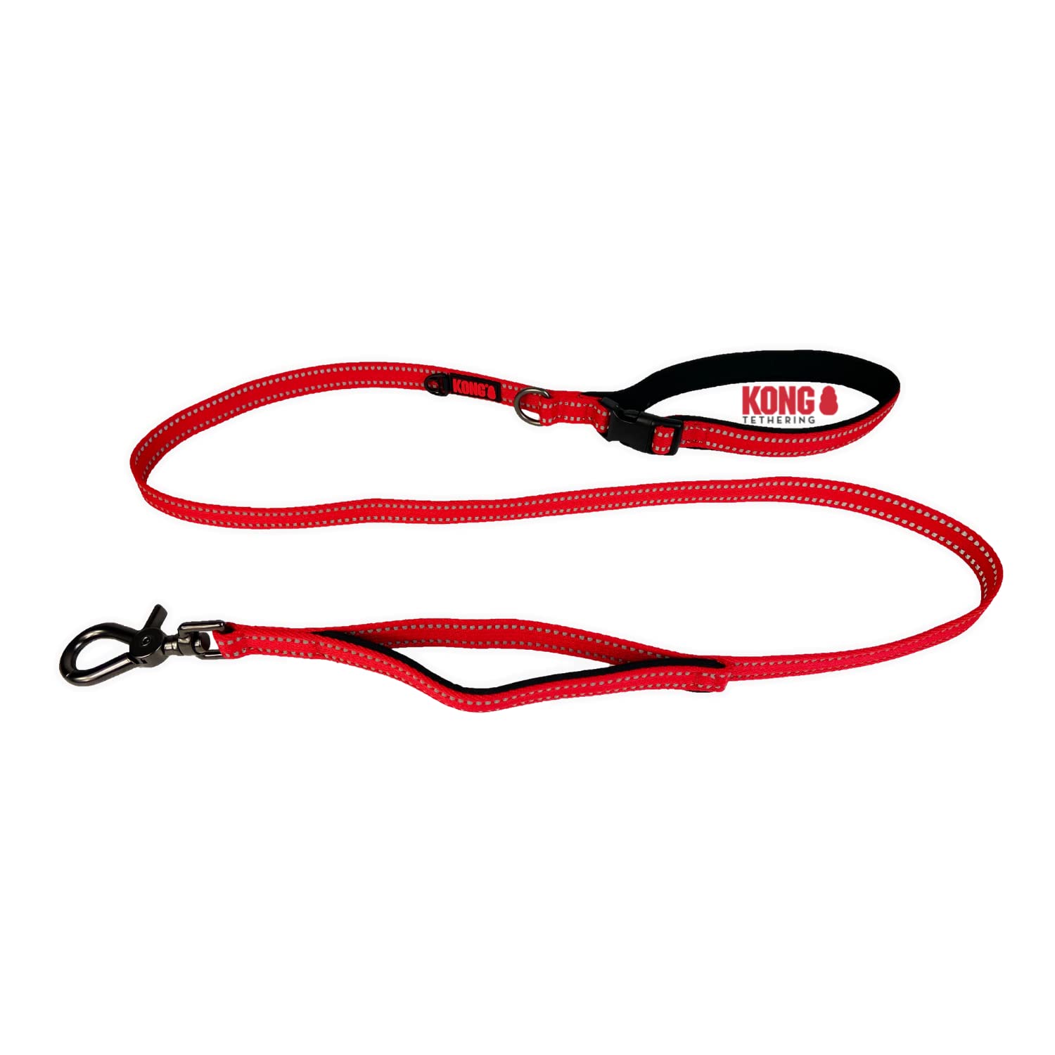 KONG Nylon Dog Lead - Red, 1.5m, Reflective, Adjustable, Double Hand Loop, Traffic Safe, Medium Size โ image 1