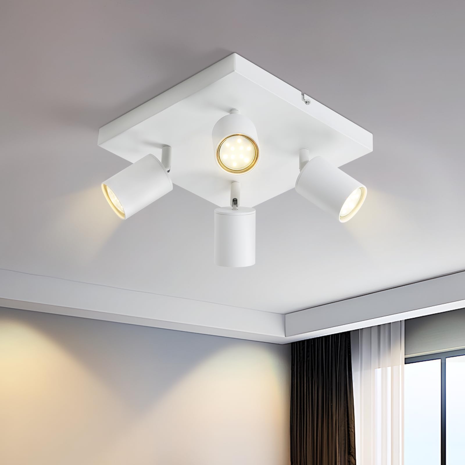 Homefire LED Deckenlampe 6 Flammig Deckenstrahler - 350° Schwenkbar Strahler GU10 Deckenleuchte Weiß flurlampe Spots Innen Deckenspot für Wohnzimmer Küche Schlafzimmer Ohne Leuchtmittel