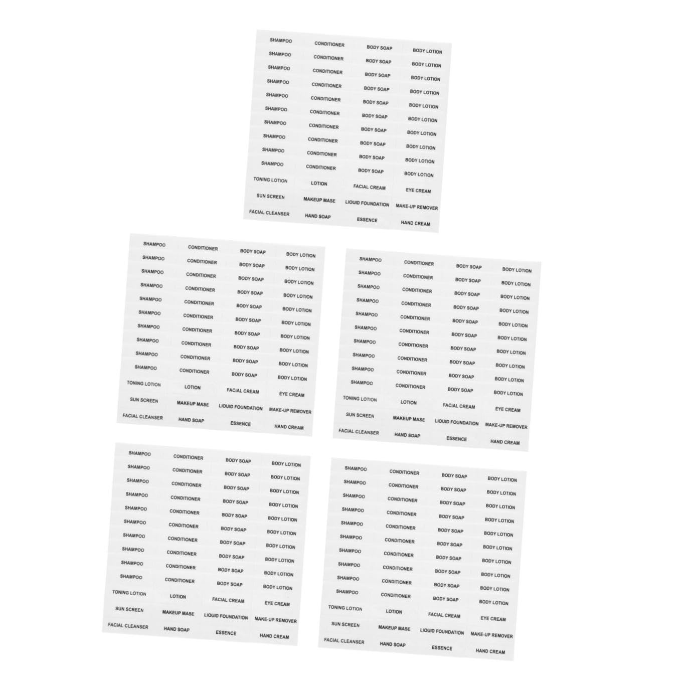 Angoily 5 Set Etichette Adesive Per Cosmetici Impermeabili Stickers Trasparenti Per Bottiglie Della Per Viaggi E Organizzazione E Bagno 20 Fogli*5