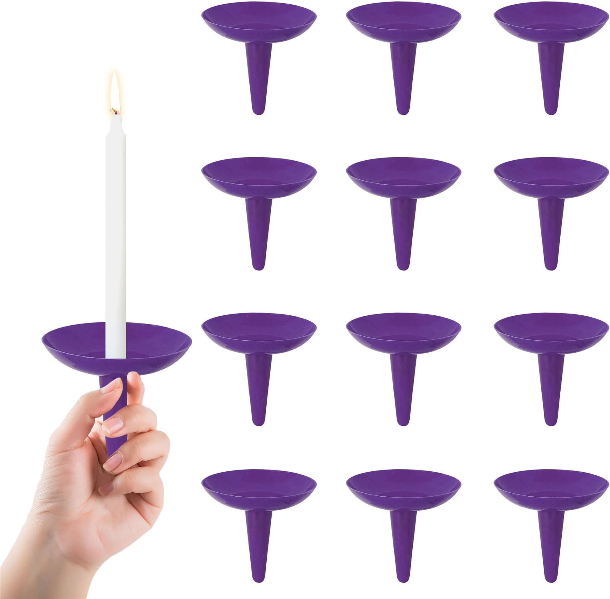 Reusable Plastic Candle Holders,20pcs Candle Protectors White Candlestick Holders Vigil Candles Drip Protector for Church Memorial Weddding Eve Ceremonies,PCH20PUR
