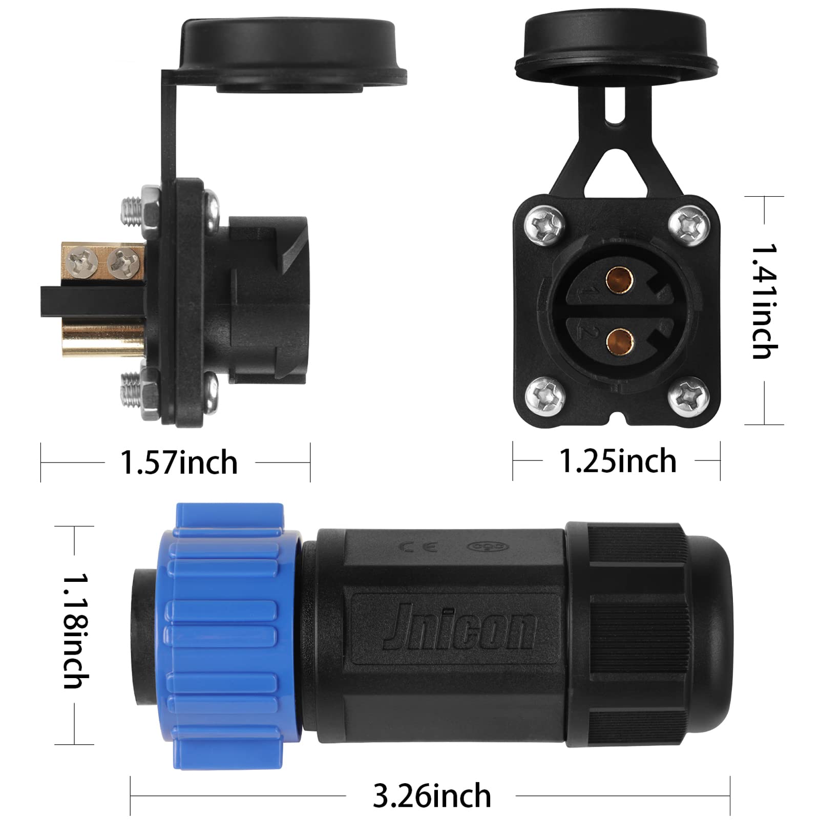 Set di Prese per Motore Pesca a Traina 12V/24V/36V/48V Connettore Alimentazione CC Impermeabile Barche Marine 2 Pezzi