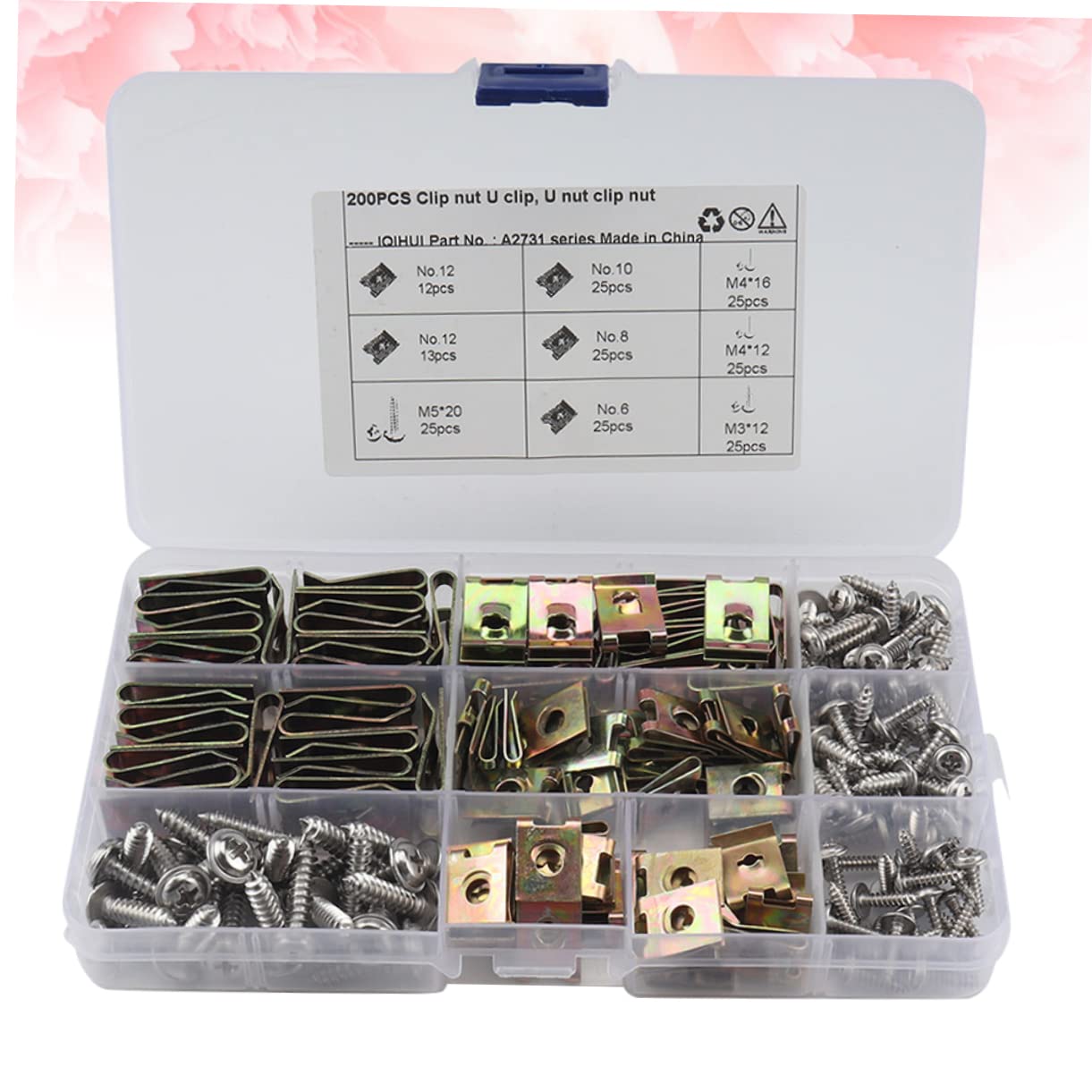 TINEASUR U Nut Fastener Kit 480pcs Manganese Steel u Clips Nut Set Screws for Car Bodywork