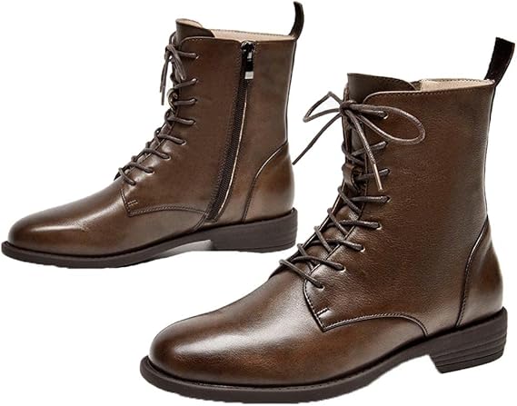 Amazon Co Jp レディース レースアップブーツ 本革 フラット サイドジップ 編み上げブーツ ショートブーツ マーティンブーツ レースアップ ロートップナイトブーツ レディースブーツ ワークブーツ レースアップブーツ 編み上げブーツ 8ホール 防水滑り止め 通勤 通学