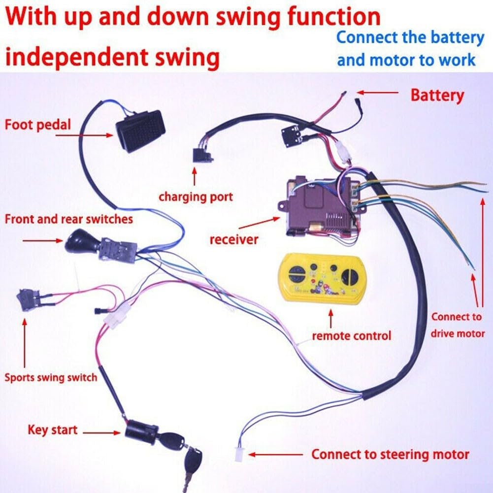 Kit de receptor de interruptor RC para coche eléctrico infantil con 2 4G Control remoto (24V A)