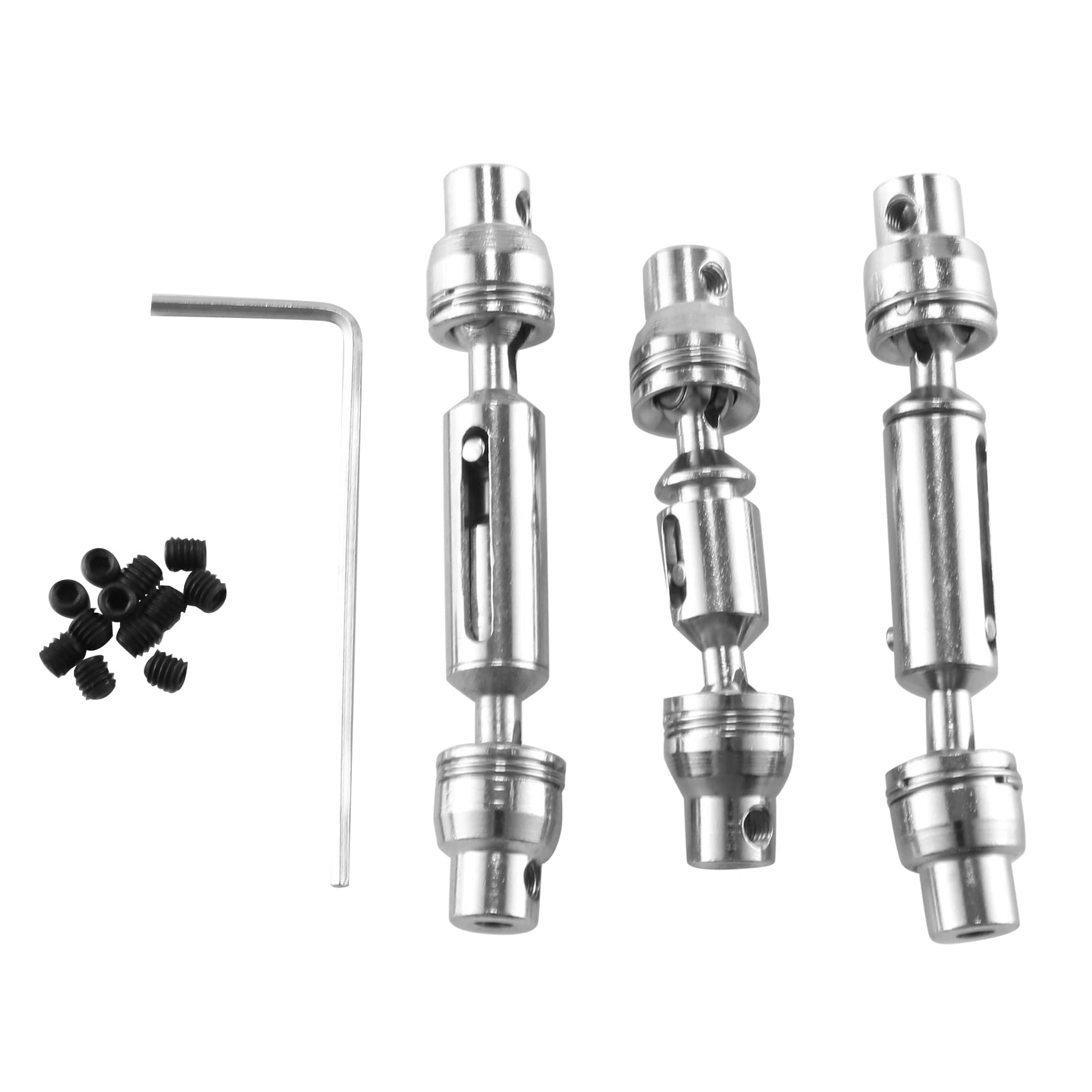 Ocnvlia RC Toy Drive Shaft Upgrade Parts for B16 B36 Q60 Q63 Q64 MN77 FY004 6WD 1/16 Car, 3Pcs Metal, Silver