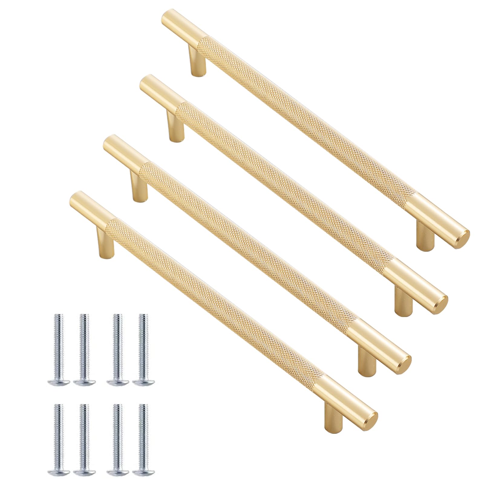 Hiuyavy Golden Gold Handles, 4 Pcs Cabinet Handles, 214 Mm Cupboard For Kitchen Chest Of Drawers For Drawer Dresser Cupboard And Wardrobe