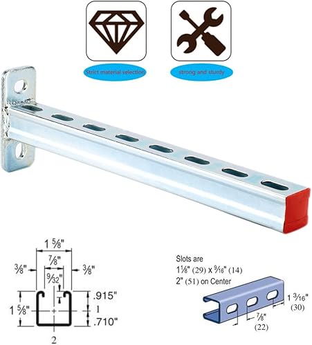 Miniatura 3 de Paquete de 4 soportes de exhibición de marco de acero, soportes de tubería, proyectos de bricolaje, canal de soporte de metal, acero ranurado, 16