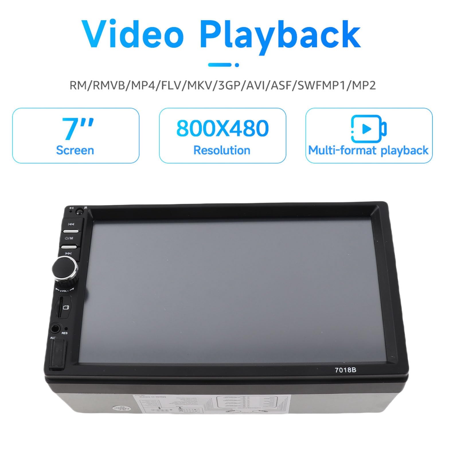 7-Zoll-Touchscreen-Head-Unit-Multimedia-Receiver mit kabellosem Carplay und Android Auto, DC 12 V Auto-MP5-Player, Bluetooth-Freisprechfunktion, FM-Transmitter, 1024 x 600 (Typ C)