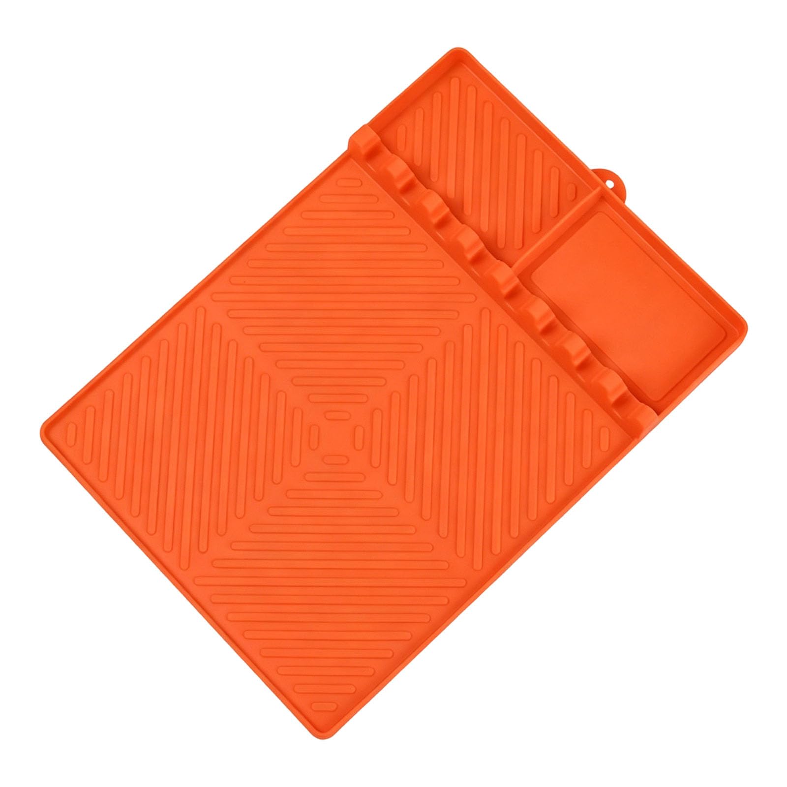 Silicone BBQ Drip Mat with Ridged Design, Tool Rest Slots and Corner Tray for Grill Side Shelf Organization and Prep Silicone Barbecue Drip Mat Grill Side Shelf Organizer Utensil Rest Grease Draining