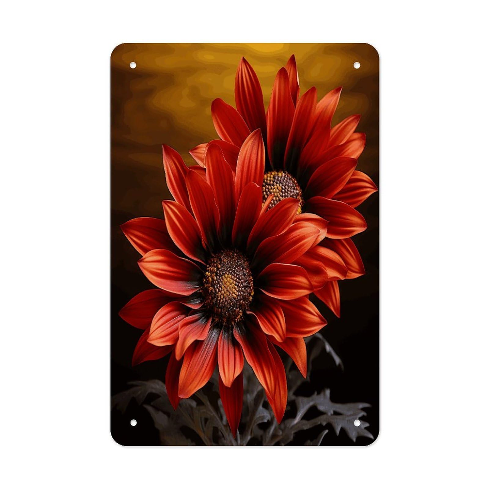 VstaDank Red Sunflower Metal Tin Signs Personalized Wall Art Prints Decoration Art Poster Funny Vintage Tin Sign Iron Sheet Painting Metal Signboard Decor Painting for Wall Decor