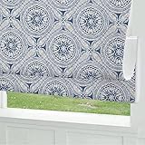 Cordless Roman Shades Window Shades, Blue Pattern Blackout Light Filtering Custom Window Roman Blind