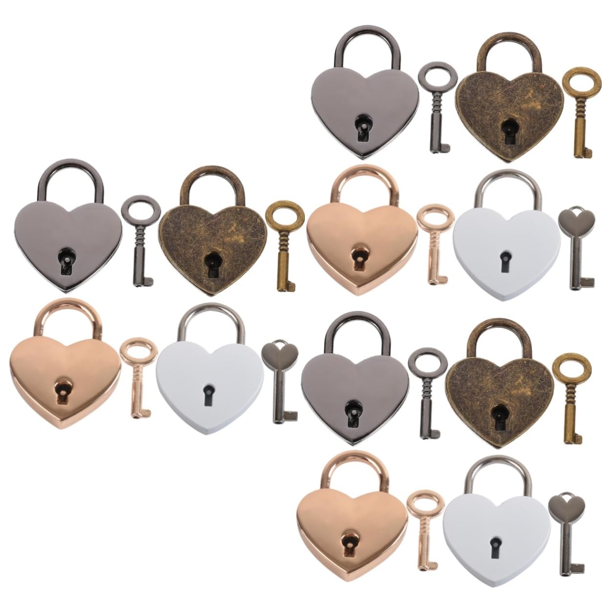 Housoutil Lot De 3 Cadenas À Bagages En Métal Avec Serrure En Forme De Cœur Et Clés Petit Cadenas Pour À Main Agenda 4 Pièces X 3