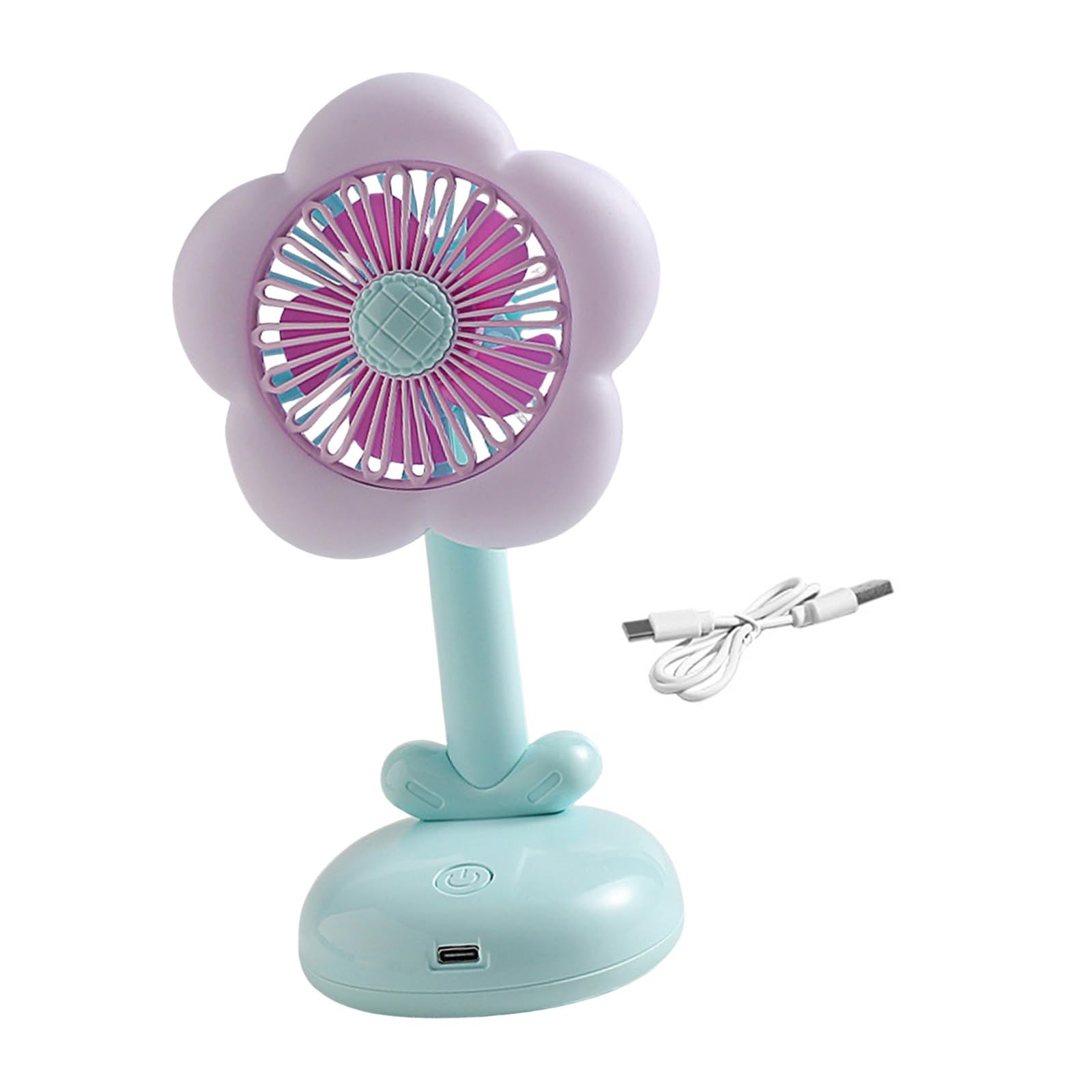 Uqezagpa Plastics Desktop Fan Flower Shape Cooling Desk Fan with Night Light Plastics Texture Ideal for Workstation Dorm Room Quiet Desktop