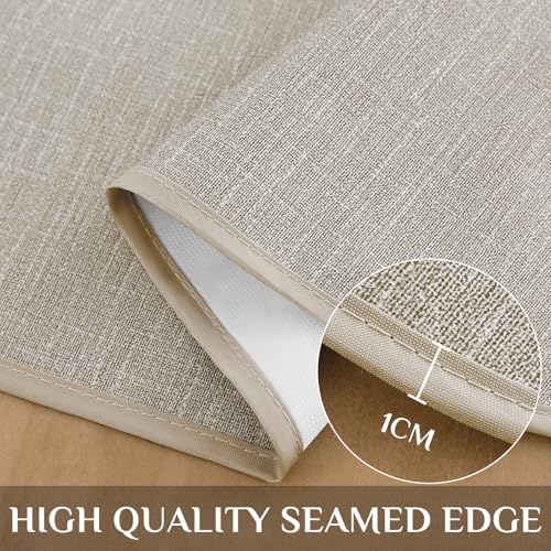 Image of Softalker Vinyl Tablecloth Rectangle, Outdoor 100% Waterproof Oil Proof Plastic Edge Binding Table Cloth, Heavy Duty Thick Wipeable PVC Table Covers for Picnic Dining Party - 54 x 108 Inch, Sand