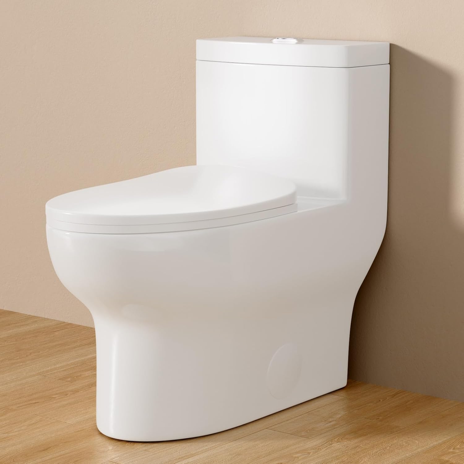Sarlai One Piece Toilet - Tall Elongated Bathroom Toilet Comfort Height Dual Flush White Ceramic Modern Small Bathroom One Piece Toilet with Soft Seat, 12" Rough - In, Wax Ring Included
