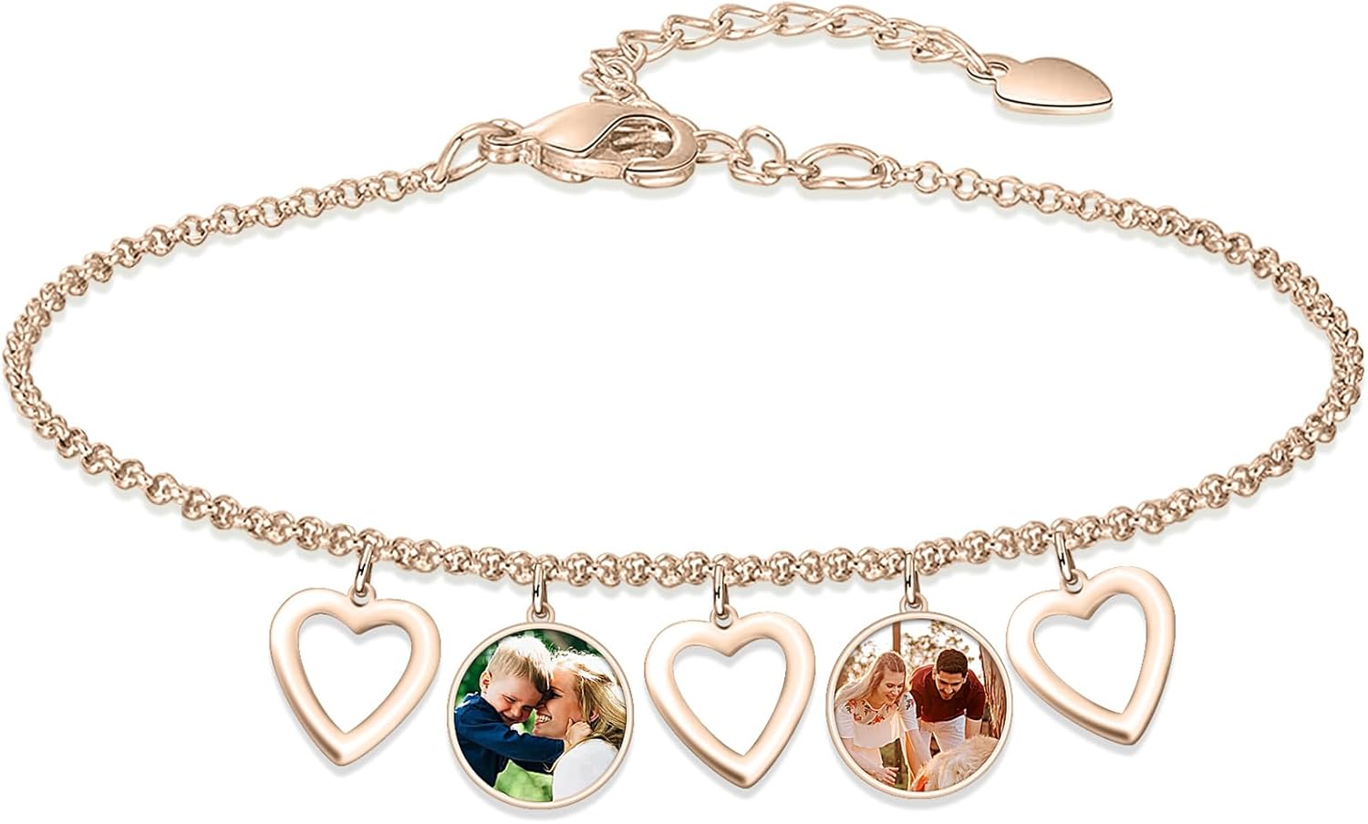 BABOOM Personalized Picture Bracelet for Women Customized 1-7 Photo Bracelets Family Memorial Pictures Bracelet with Name Gift for Mother Wife Friend