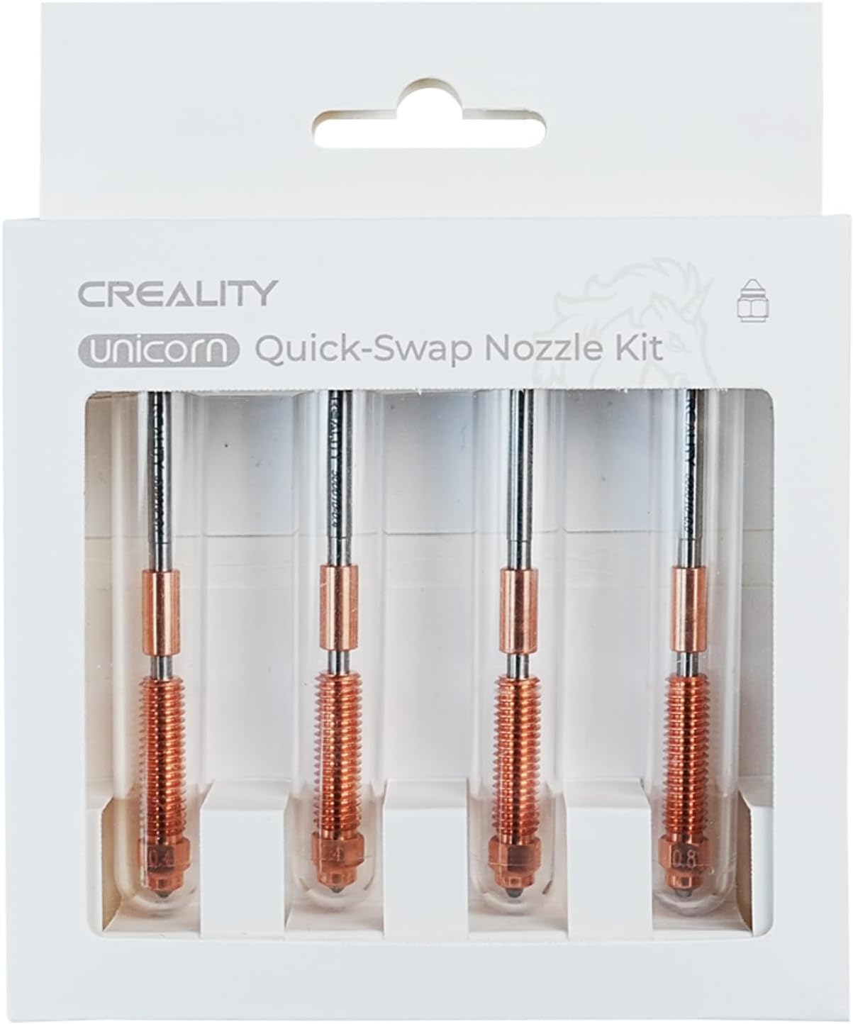 Official K1C Nozzles 4 PCS, Unicorn Quick-Swap Nozzle Kit,High Speed Tri-Metal Steel-Tipped Copper and Titanium Alloy Heatbreak Nozzle Kit Suitable for Creality K1C,Ender 3 V3,V3 Plus Models