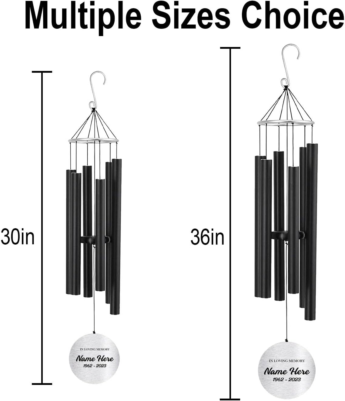 ASTARIN Personalized 30" Memorial Wind Chimes for Outside, Bereavement Gift in Remembrance of a Loved One, Sympathy Gift for Loss of Mother Father Husband, Garden Patio Decor