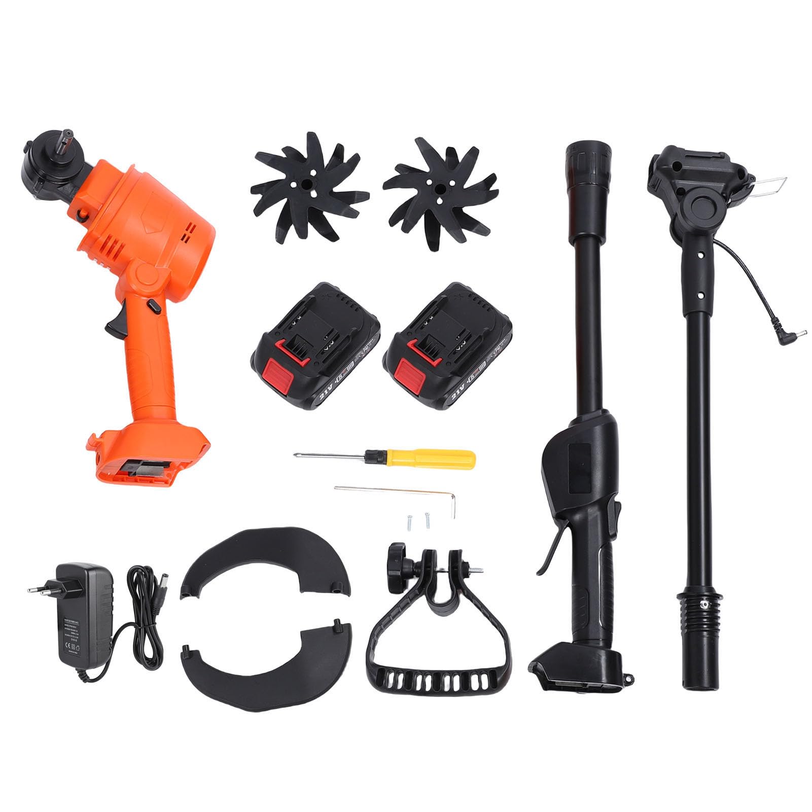 Eujgoov Mini Motozappa Elettrica Coltivatrice da Giardino Senza Fili con 4 Lame in Acciaio Al Manganese per Giardinaggio Diserbo Scavo Prati Serre (Spina europea)