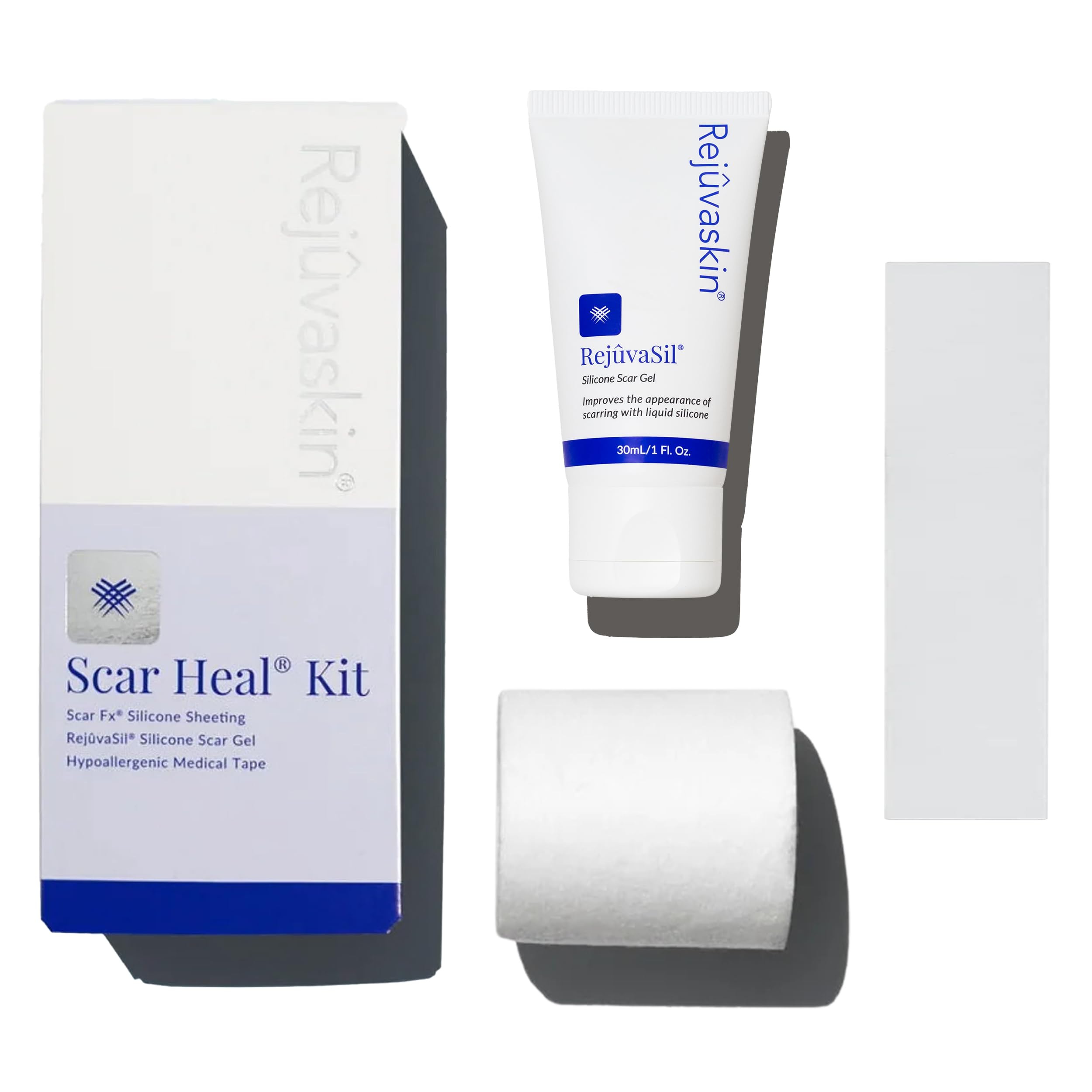 Scar Heal Kit for Small to Medium Scars, Soften, Flatten, Reduce and Recover, Silicone Sheeting, RejuvaSil Gel & Medical Tape, 1.5" x 5"