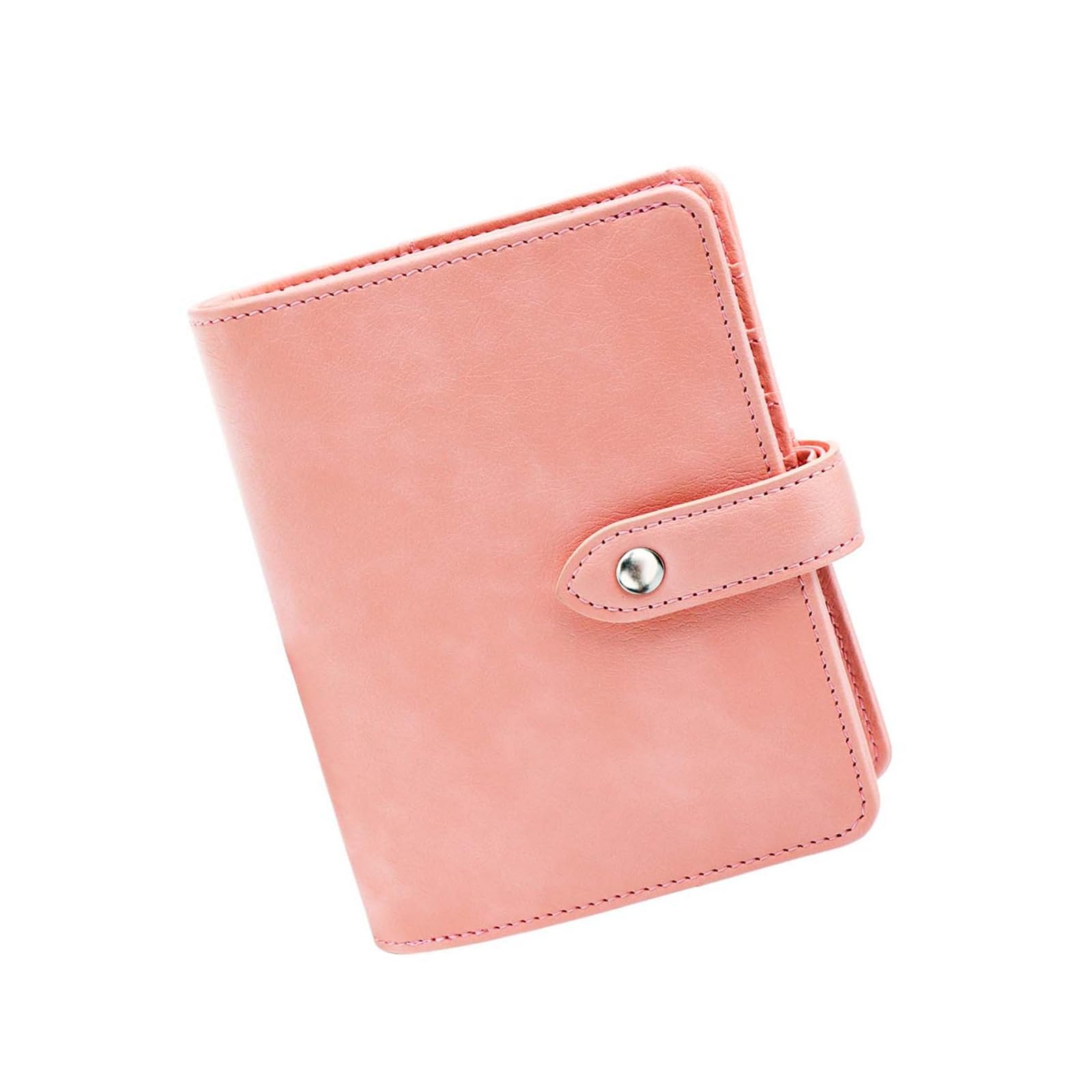 Mogoostry A7 Leather Binder Cover Savings Wallet Folder 6-Ring Refillable Notebook Planner Hardcover Budget Binder Organizer (Pink)