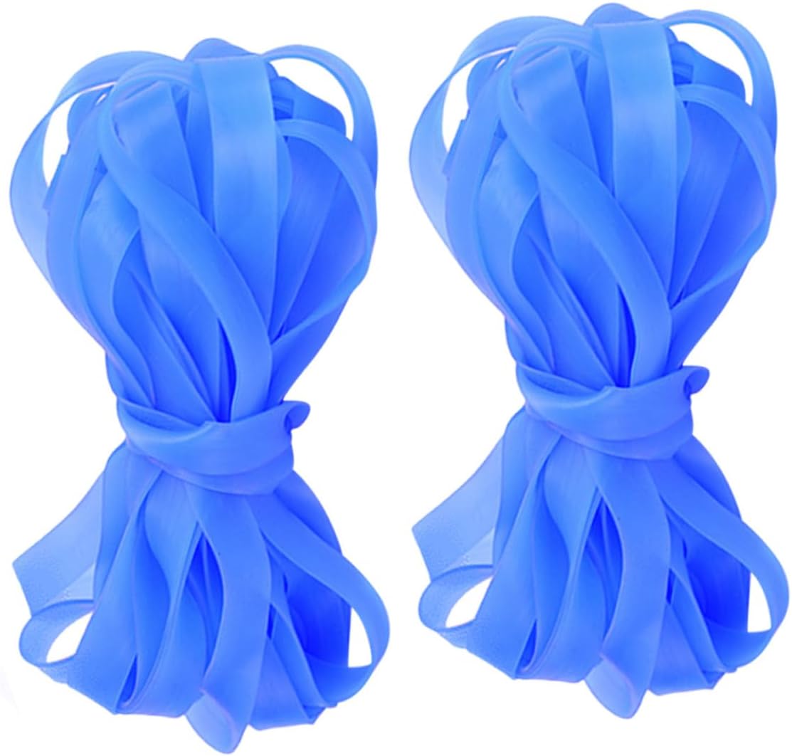 2PCS Blue Thickened Elastic Jump Rope Widened Stretchy Rubber Band Skipping for Outdoor Exercise and Fun Skipping Rope for Home and School Training