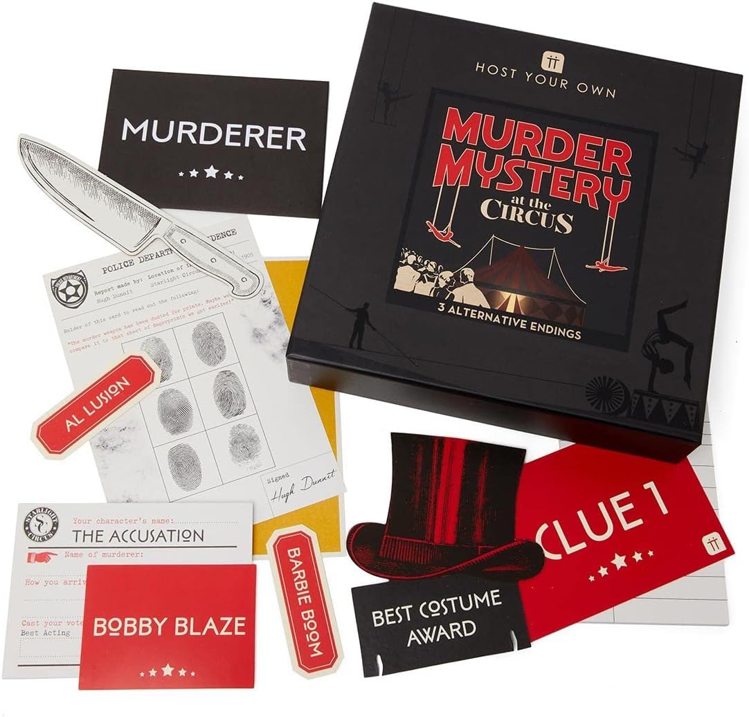 Talking Tables Juego de misterio de asesinato con temática de circo en casa