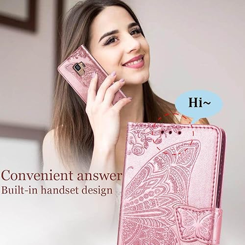 Miniatura 5 de Funda para teléfono Samsung Galaxy S9 con diseño de mariposa en relieve de piel sintética con tapa para tarjeta, soporte para tarjetas de crédito,