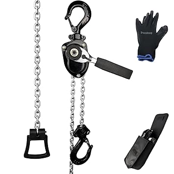 Treedeng Mini Lever Chain Hoist 1/2 Ton 10Ft Lift 1100Lbs Manual hoist with 2 Heavy Hook Ratchet Puller Hoists