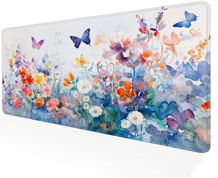 Grand tapis de souris papillon fleur accessoire de bureau design florale
