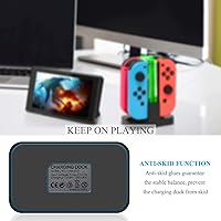 Vista 5 de FastSnail Base de carga y paquete de 2 empuñaduras de interruptor para Nintendo Switch Joy Con y modelo OLED, estación de soporte de carga con cable