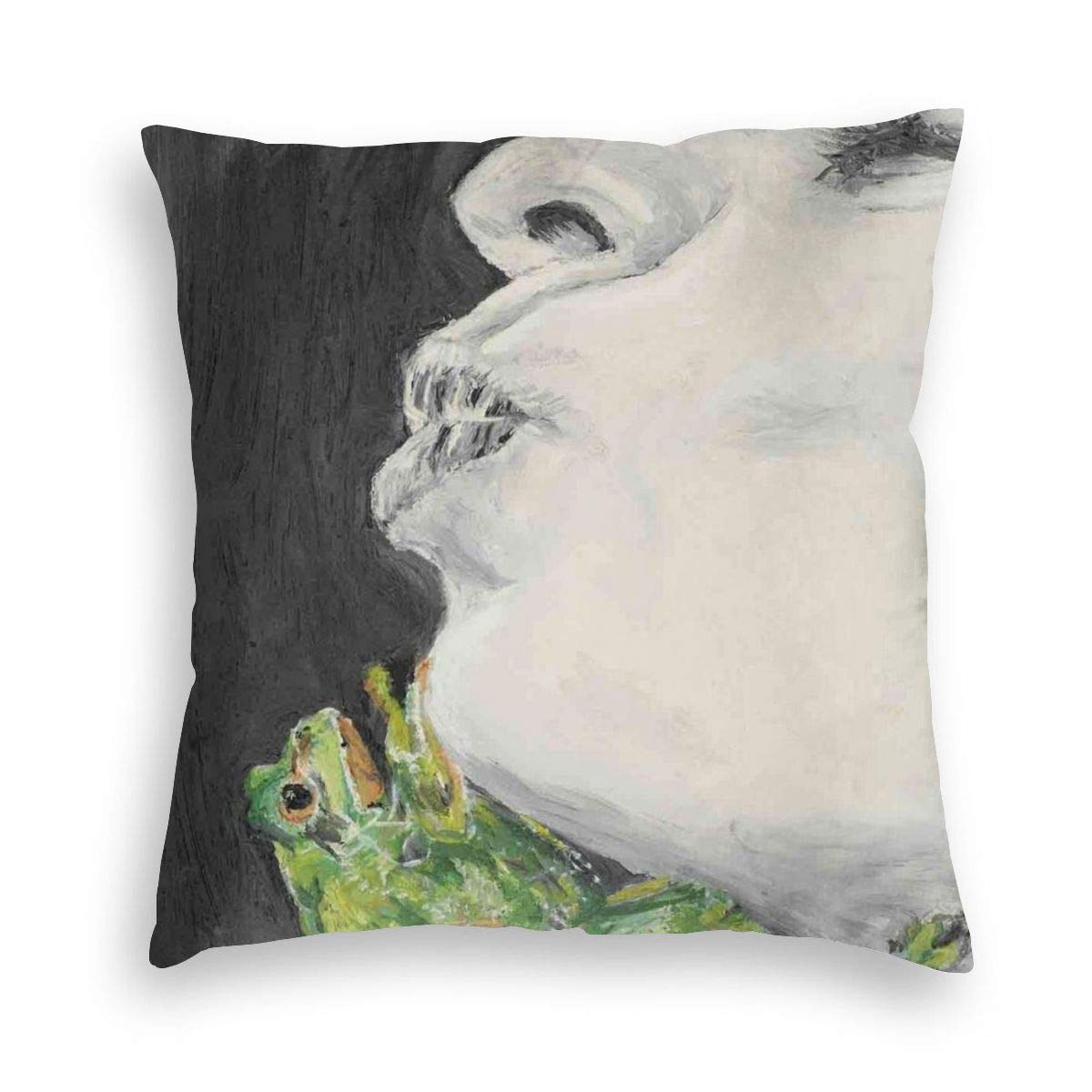 Velvet Pillow Case,Drawing Of Lady Kissing The Frog Prince Soul Mates Love Boho Animal Artwork,Throw Pillow Covers Decorative Pillows for Couch Living Room Bedroom Car,16 X 16 Inches