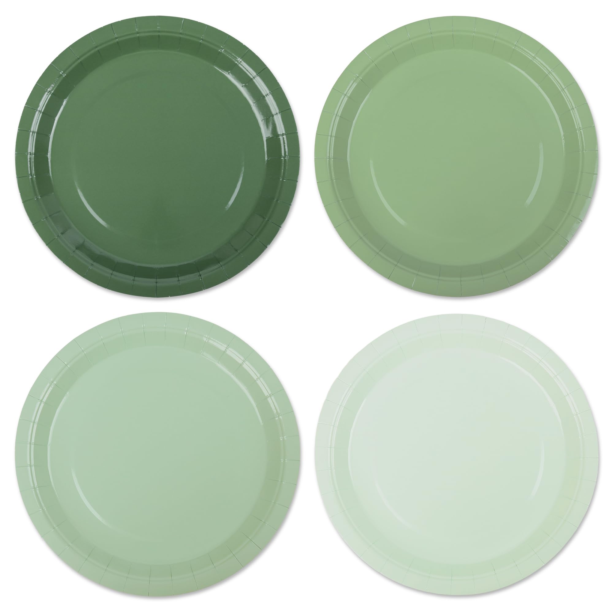 AimFun Sage Green Paper Plates Christmas Gradient Green Party Plates 9 Inch Disposable Round Dinner Dessert Plates for Birthday Baby Shower Tini Bit