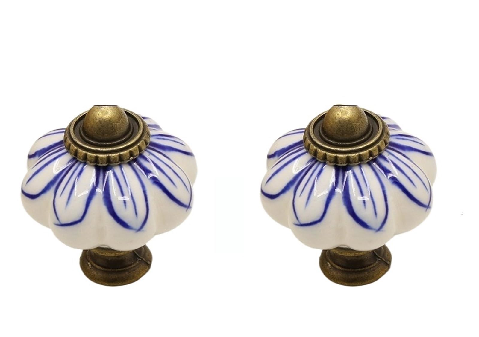 WLIHDB 5Pairs Ceramic Pumpkin Cabinet Handle Chest of Drawers Wardrobe Door Single Hole for Chest of Drawer(Color2)