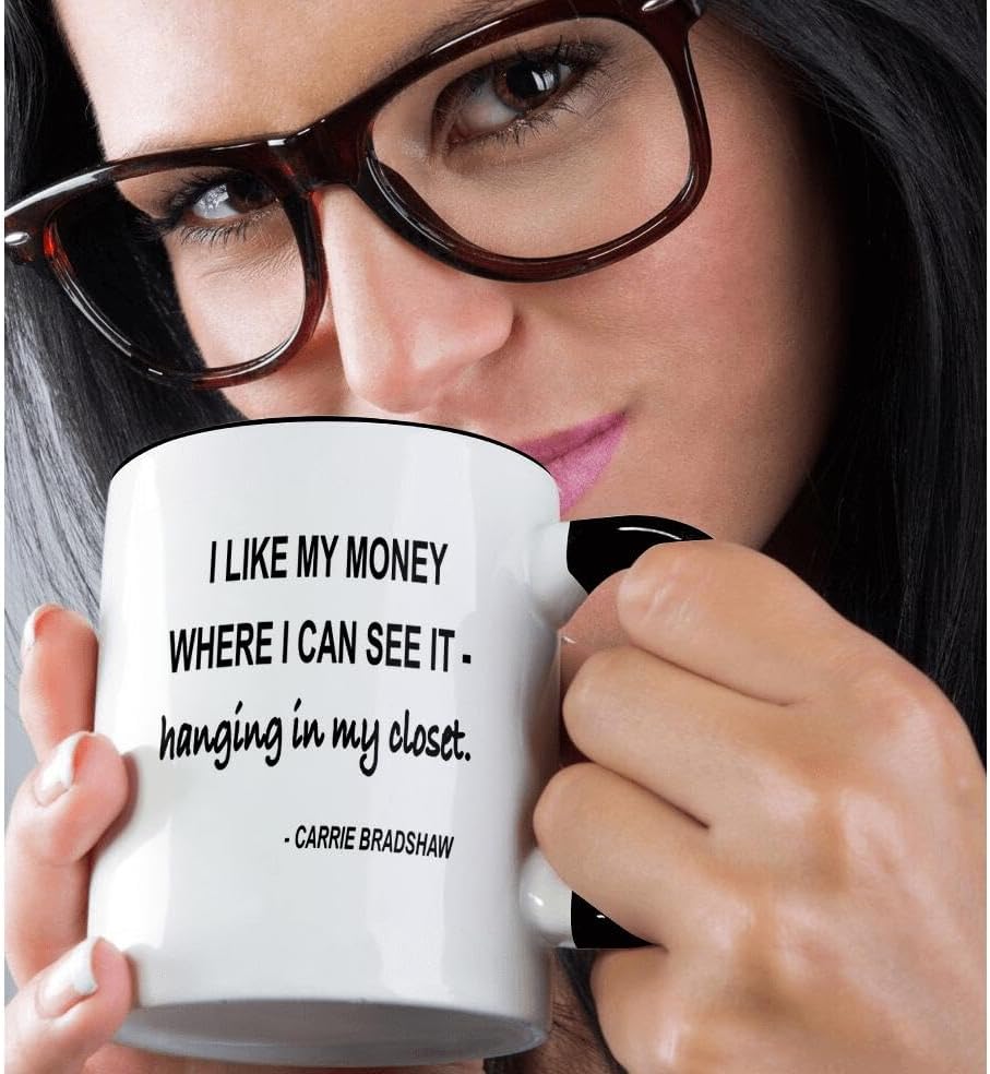 Miniatura 2 de 3dRose I Like My Money Where I Can See It Hanging in My Closet - Taza de dos tonos, 11 onzas, color negro