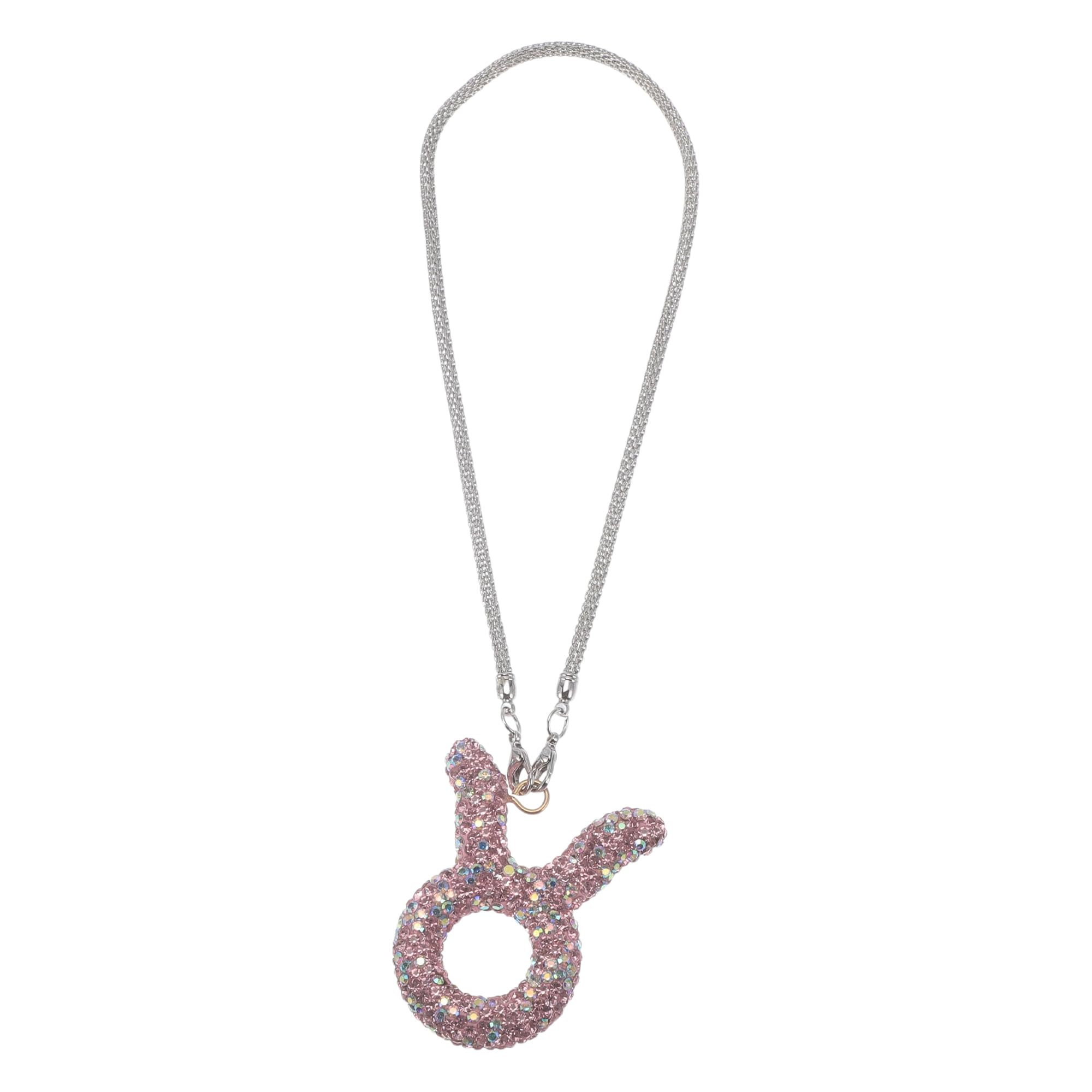 1 Pz Toro in Metallo con Finto Strass e Diamanti Finti Pendente Specchietto Retrovisore Auto Accessori Ornamento Appeso Auto Rosa