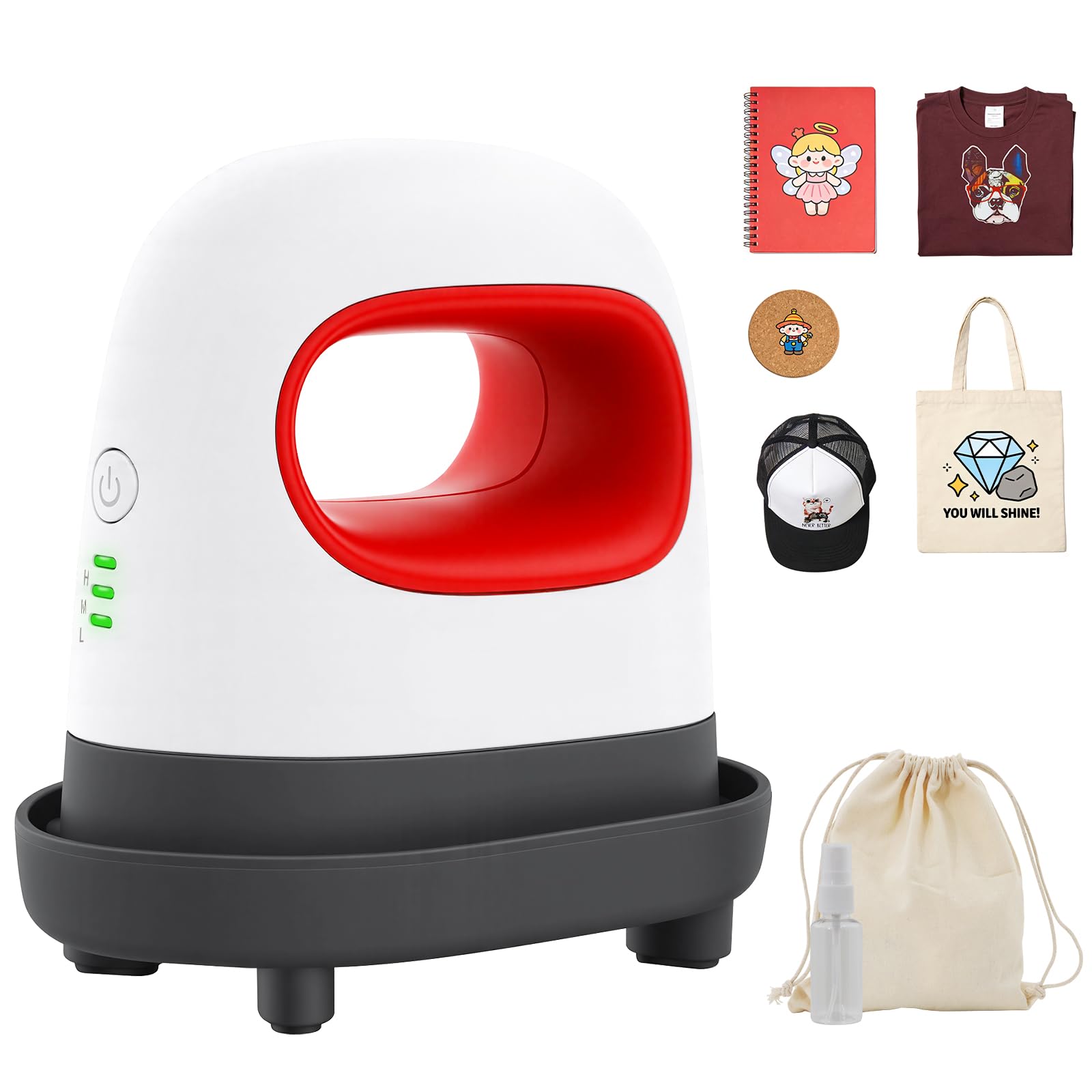 Mini Heat Press, Portable Mini Heat Press Machine, Small Heat Transfer Iron with Ceramic Heating Plate & Constant Temp Control, for T-Shirts, Hats, Canvas Bags, DIY Craft (Red, Mini)