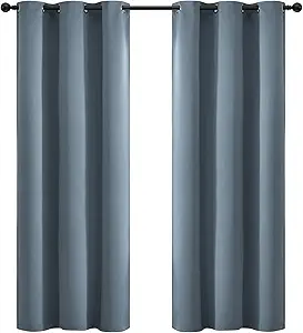 Yakamok 72 Inch Length Blackout Curtains for Bedroom, Room Darkening Thermal Insulated Solid Grommet Panels for Living Room(42Wx72L, Stone Blue, 2 Panels)