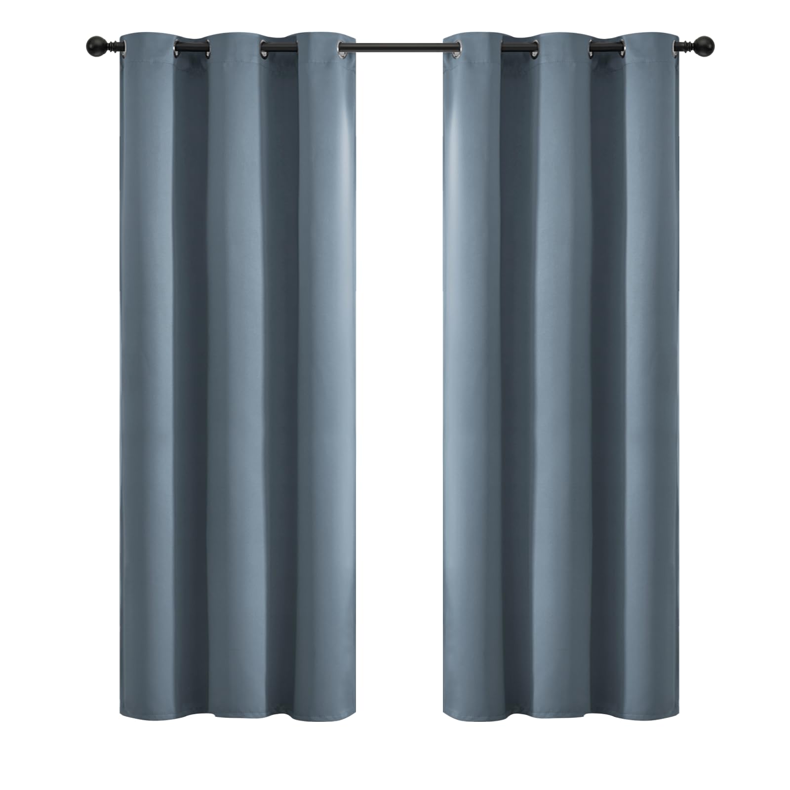 Yakamok 72 Inch Length Blackout Curtains for Bedroom, Room Darkening Thermal Insulated Solid Grommet Panels for Living Room(42Wx72L, Stone Blue, 2 Panels) — image 1