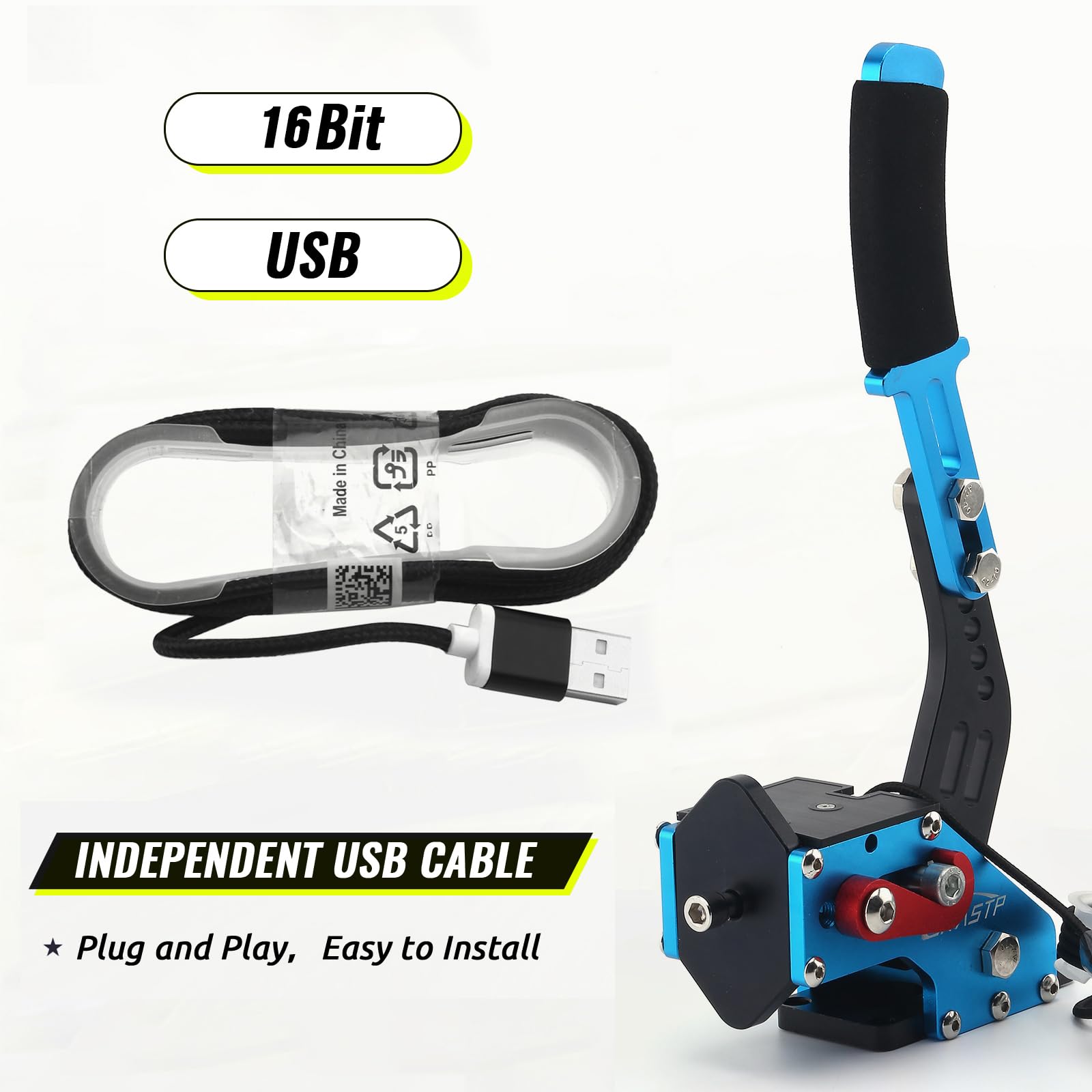 OSIAS 64Bit USB Handbrake For PC Racing Sims – Blue, Wired, Plug & Play For G27, G29, T500, FANATEC